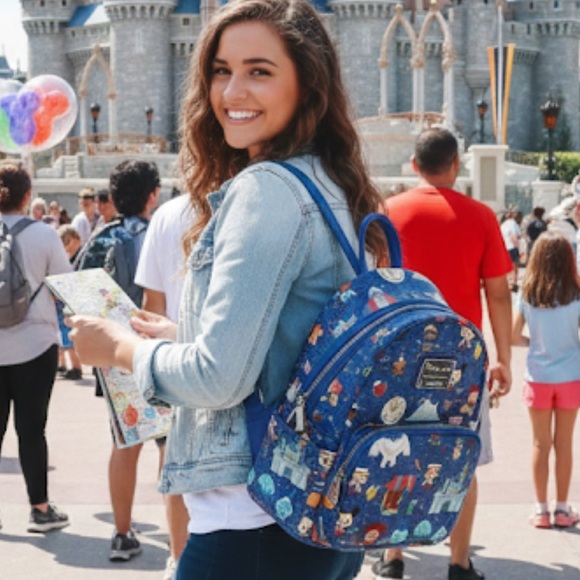 Loungefly Handbags - Disney Parks Exclusive Loungefly Hard Tag Blue Backpack Chibi Characters